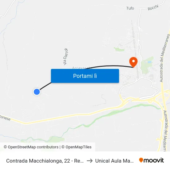 Contrada Macchialonga, 22 - Rende to Unical Aula Magna map