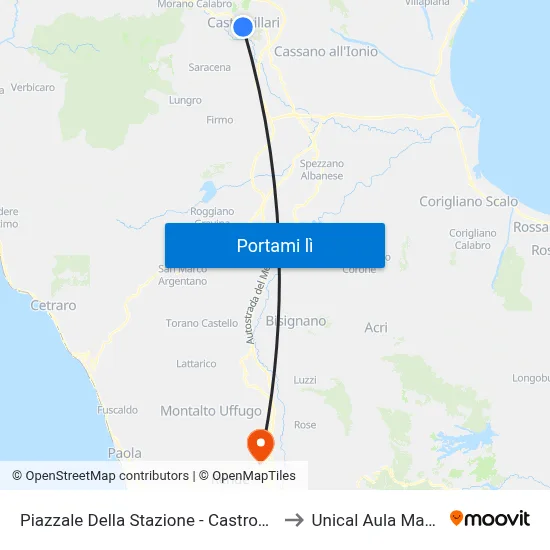Piazzale Della Stazione - Castrovillari to Unical Aula Magna map