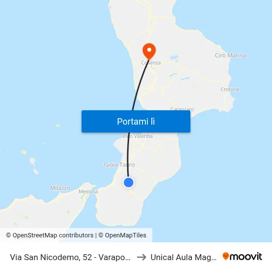 Via San Nicodemo, 52 - Varapodio to Unical Aula Magna map