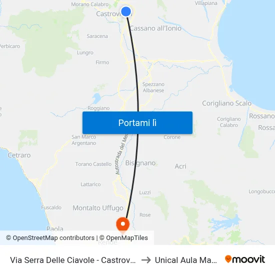 Via Serra Delle Ciavole - Castrovillari to Unical Aula Magna map