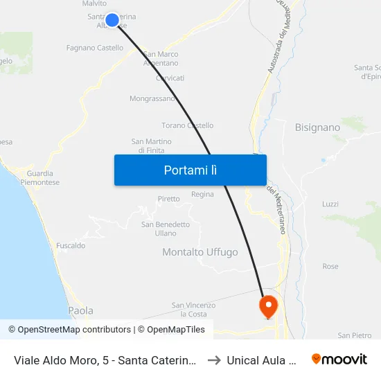 Viale Aldo Moro, 5 - Santa Caterina Albanese to Unical Aula Magna map