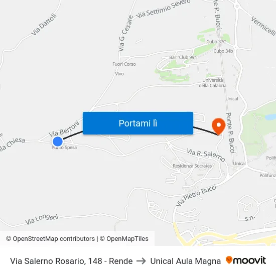 Via Salerno Rosario, 148 - Rende to Unical Aula Magna map