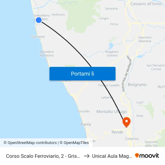 Corso Scalo Ferroviario, 2 - Grisolia to Unical Aula Magna map