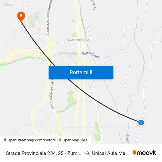 Strada Provinciale 234, 25 - Zumpano to Unical Aula Magna map