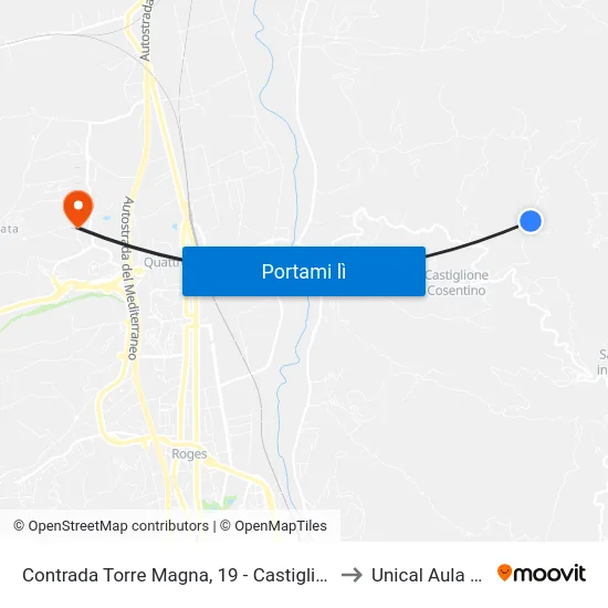 Contrada Torre Magna, 19 - Castiglione Cosentino to Unical Aula Magna map