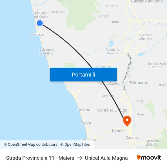 Strada Provinciale 11 - Maiera to Unical Aula Magna map