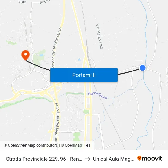 Strada Provinciale 229, 96 - Rende to Unical Aula Magna map