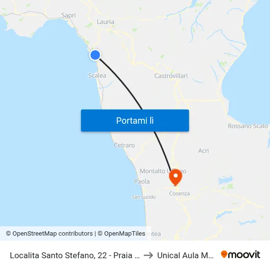 Localita Santo Stefano, 22 - Praia A Mare to Unical Aula Magna map