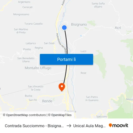 Contrada Succiommo - Bisignano to Unical Aula Magna map