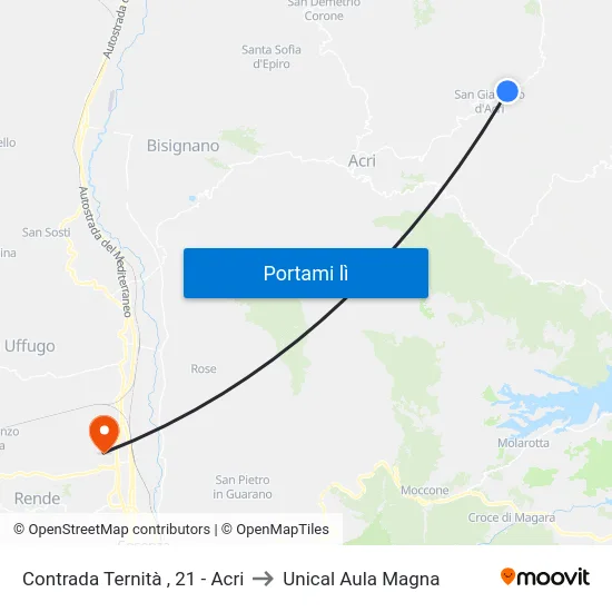 Contrada  Ternità , 21 - Acri to Unical Aula Magna map