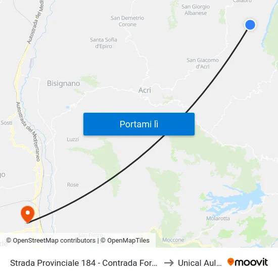 Strada Provinciale 184 - Contrada Foresta - Corigliano Calabro to Unical Aula Magna map