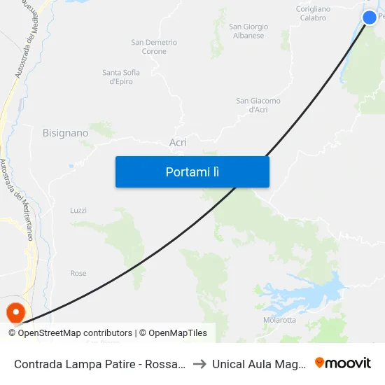 Contrada  Lampa Patire - Rossano to Unical Aula Magna map