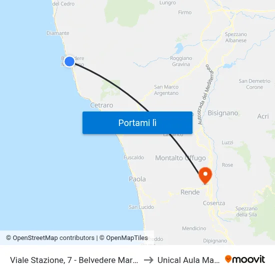 Viale Stazione, 7 - Belvedere Marittimo to Unical Aula Magna map