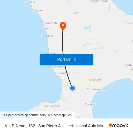Via P. Nenni, 132 - San Pietro A Maida to Unical Aula Magna map