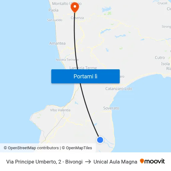 Via Principe Umberto, 2 - Bivongi to Unical Aula Magna map