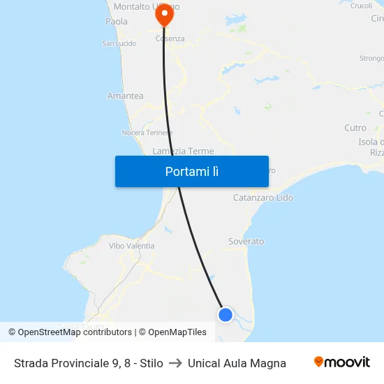 Strada Provinciale 9, 8 - Stilo to Unical Aula Magna map