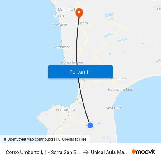 Corso Umberto I, 1 - Serra San Bruno to Unical Aula Magna map