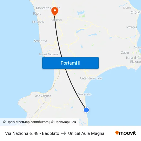 Via Nazionale, 48 - Badolato to Unical Aula Magna map