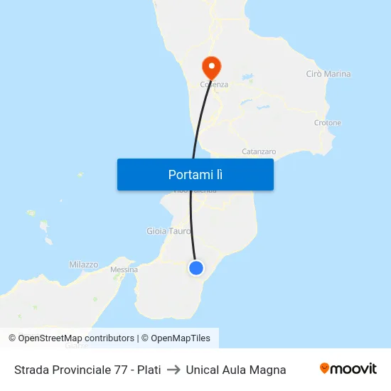 Strada Provinciale 77 - Plati to Unical Aula Magna map