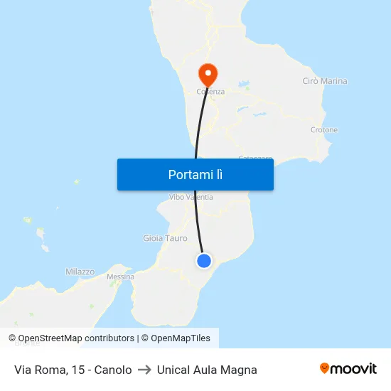 Via Roma, 15 - Canolo to Unical Aula Magna map