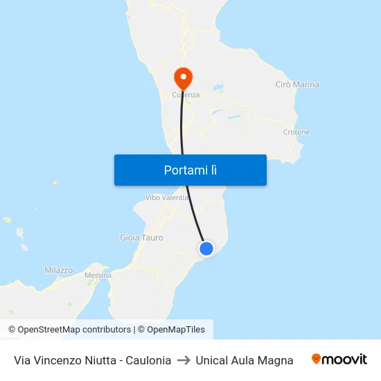 Via Vincenzo Niutta - Caulonia to Unical Aula Magna map