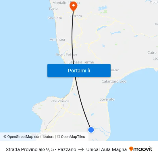 Strada Provinciale 9, 5 - Pazzano to Unical Aula Magna map