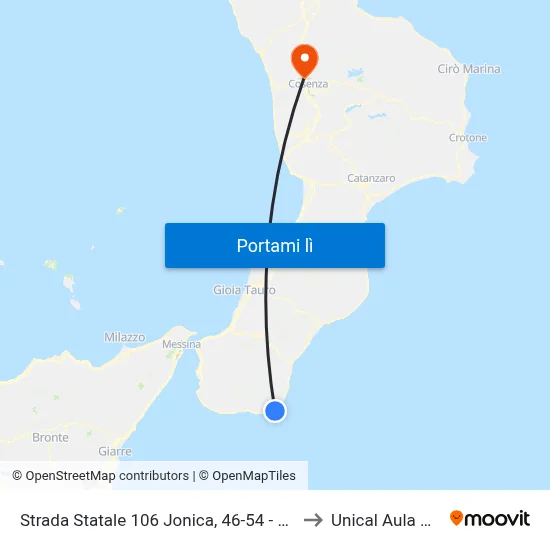 Strada Statale 106 Jonica, 46-54 - Brancaleone to Unical Aula Magna map