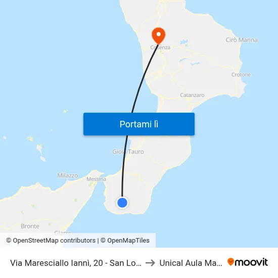 Via Maresciallo Iannì, 20 - San Lorenzo to Unical Aula Magna map