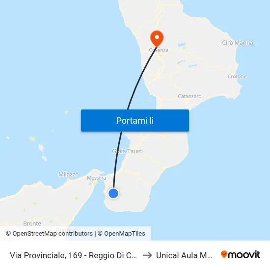 Via Provinciale, 169 - Reggio Di Calabria to Unical Aula Magna map