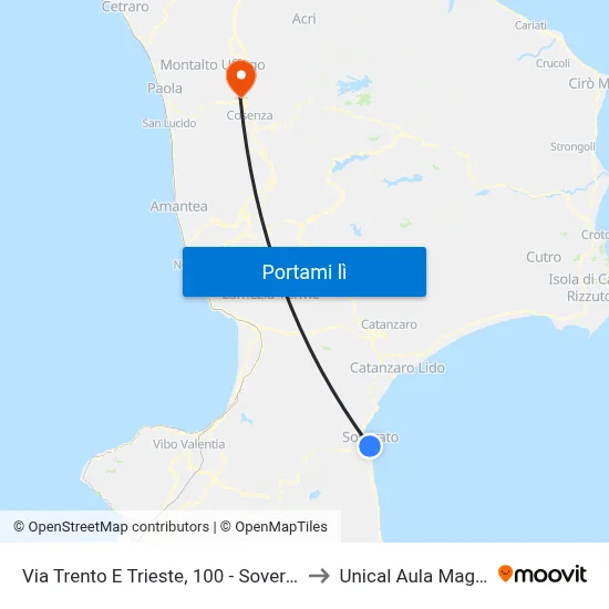 Via Trento E Trieste, 100 - Soverato to Unical Aula Magna map