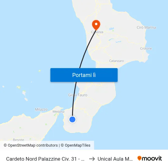 Cardeto Nord Palazzine Civ. 31 - Cardeto to Unical Aula Magna map