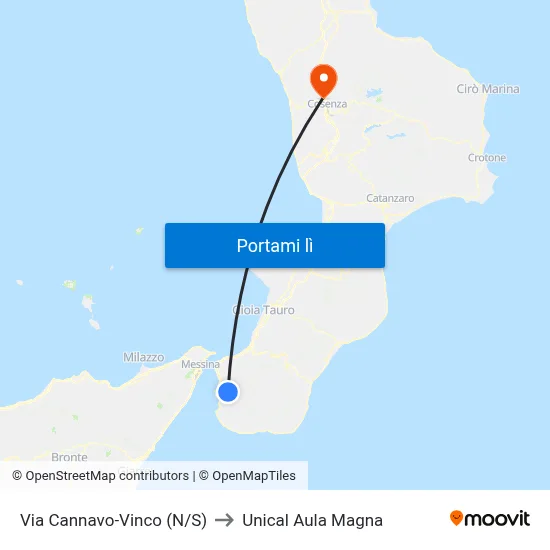 Via Cannavo-Vinco  (N/S) to Unical Aula Magna map