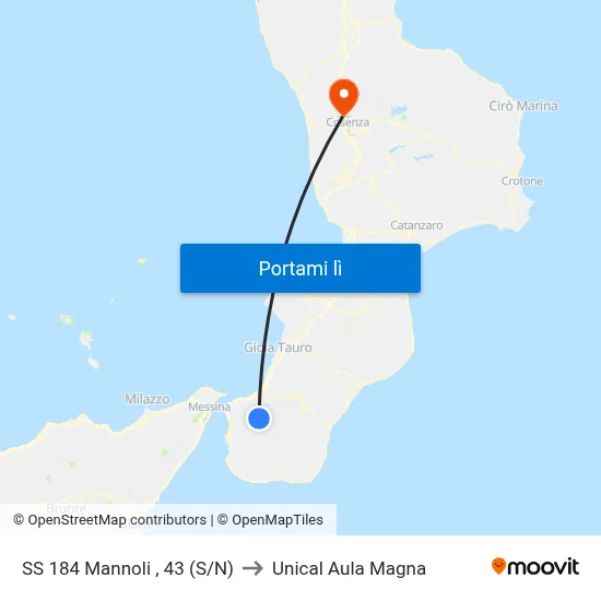 SS 184  Mannoli , 43 (S/N) to Unical Aula Magna map