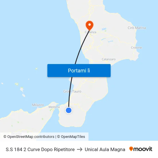 S.S 184  2 Curve Dopo Ripetitore to Unical Aula Magna map