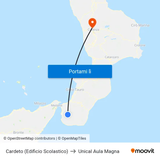 Cardeto (Edificio Scolastico) to Unical Aula Magna map