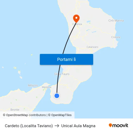Cardeto (Localita Taviano) to Unical Aula Magna map