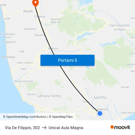Via De Filippis, 302 to Unical Aula Magna map