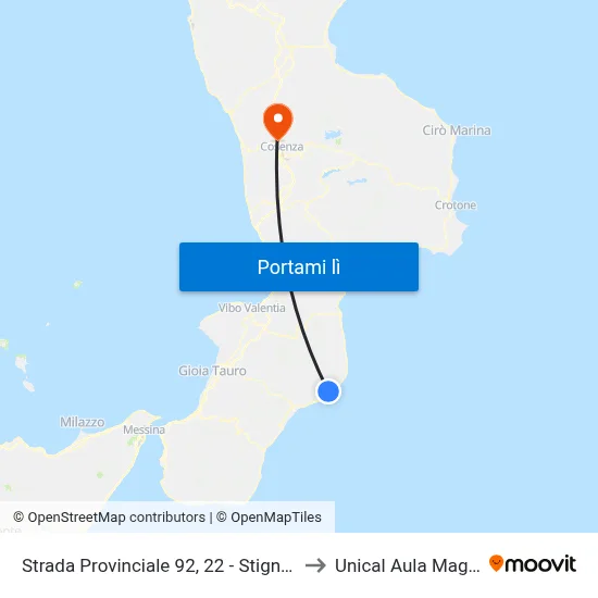 Strada Provinciale 92, 22 - Stignano to Unical Aula Magna map