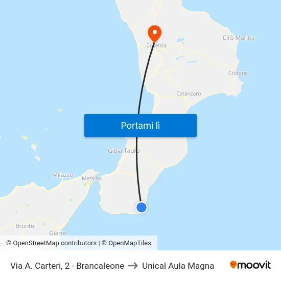 Via A. Carteri, 2 - Brancaleone to Unical Aula Magna map
