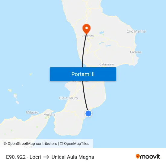 E90, 922 - Locri to Unical Aula Magna map