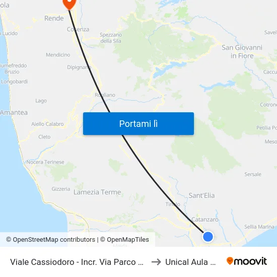 Viale Cassiodoro - Incr. Via Parco Dei Principi to Unical Aula Magna map