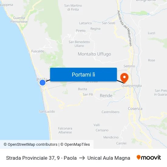 Strada Provinciale 37, 9 - Paola to Unical Aula Magna map