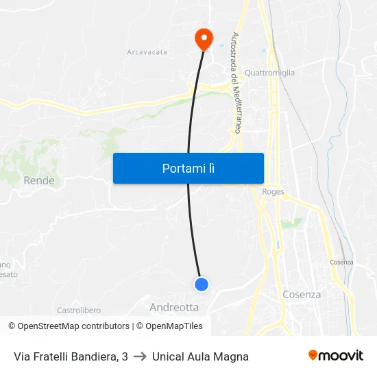 Via Fratelli Bandiera, 3 to Unical Aula Magna map