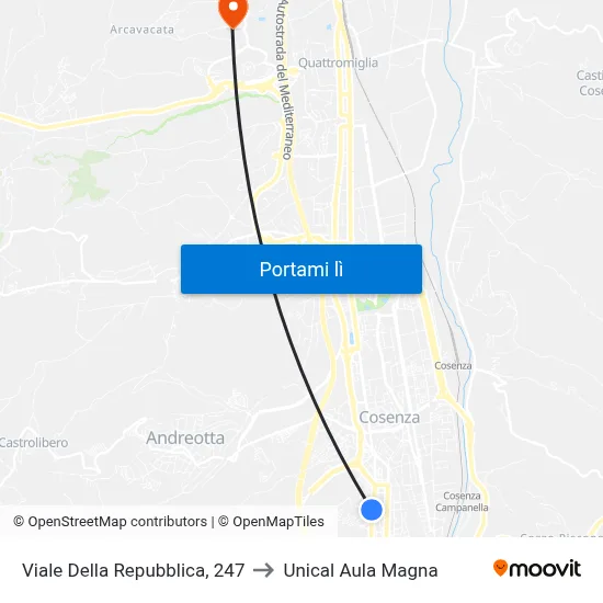 Viale Della Repubblica, 247 to Unical Aula Magna map