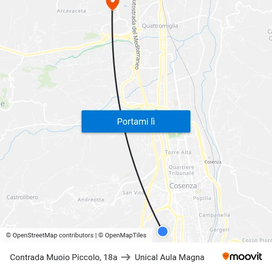 Contrada Muoio Piccolo, 18a to Unical Aula Magna map
