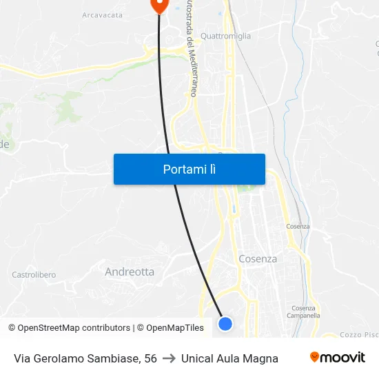 Via Gerolamo Sambiase, 56 to Unical Aula Magna map