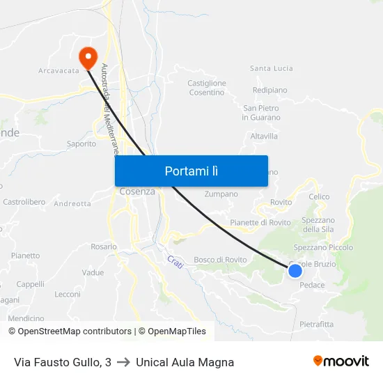 Via Fausto Gullo, 3 to Unical Aula Magna map
