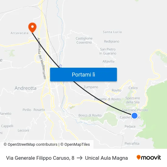 Via Generale Filippo Caruso, 8 to Unical Aula Magna map