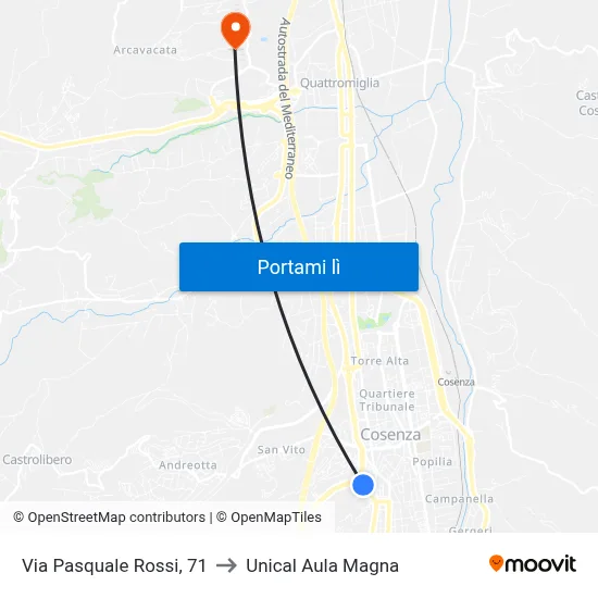Via Pasquale Rossi, 71 to Unical Aula Magna map