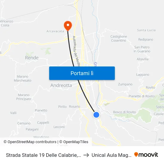 Strada Statale 19 Delle Calabrie, 12 to Unical Aula Magna map